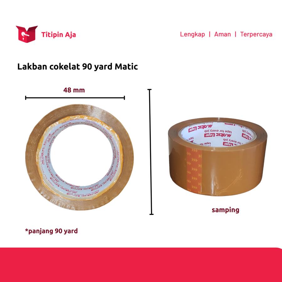 Titipin Aja - Lakban Cokelat 90 Yard Matic Lebar 48 mm Panjang Total 90 Yard